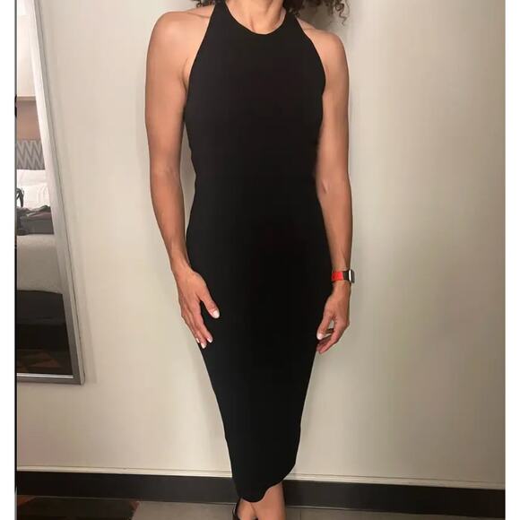 A.L.C. Black Ribbed Knit Midi Tank Dress MEDIUM Bodycon Racerback Designer $285 - Picture 8 of 9